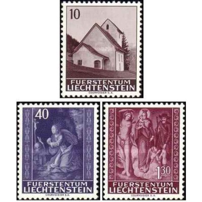 3 عدد تمبر کریستمس - تابلو - لیختنشتاین 1964