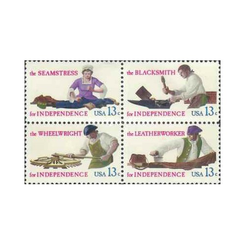 4 عدد تمبر دستان ماهر برای استقلال - آمریکا 1977