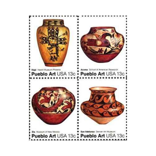 4 عدد تمبر هنر سنتی آمریکایی - گلدانها - آمریکا 1977