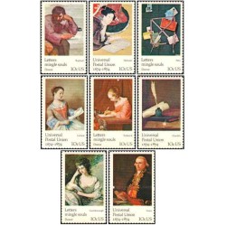 8 عدد تمبر اتحادیه جهانی پست - تابلو نقاشی - آمریکا 1974