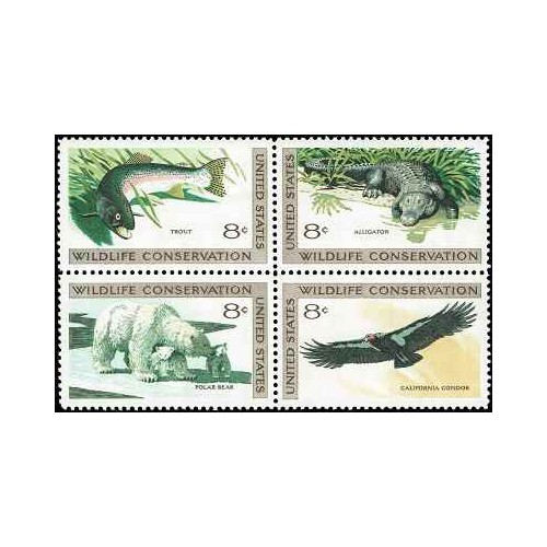 4 عدد تمبر حفاظت از حیات وحش- آمریکا 1971