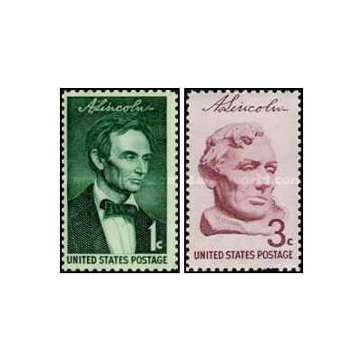 2 عدد تمبر  یادبود لینکلن - آمریکا 1959
