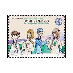 1 عدد تمبر صدمین سالگرد تأسیس انجمن پزشکان زن ایتالیا- خودچسب - ایتالیا 2021 ارزش روی تمبر 1.1 یورو