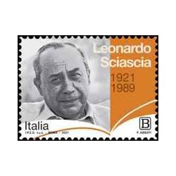 1 عدد تمبر صدمین سالگرد تولد لئوناردو سیاسیا - نویسنده و سیاستمدار- خودچسب - ایتالیا 2021 ارزش روی تمبر 1.1 یورو