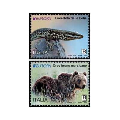 2 عدد تمبرمشترک اروپا Europa Cept - جانوران - خودچسب - ایتالیا 2021 ارزش روی تمبر 3.7 یورو