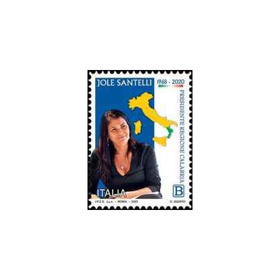 1 عدد تمبرجول سانتلی - رئیس منطقه کالابرا- خودچسب-  ایتالیا 2021 ارزش روی تمبر 1.1 یورو