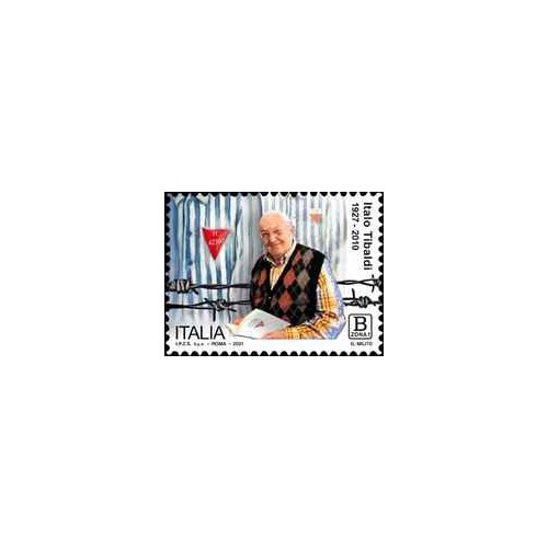 1 عدد تمبرشخصیت ها - ایتالو تیبالدی - بازمانده هولوکاست- خودچسب-  ایتالیا 2021 ارزش روی تمبر 1.1 یورو