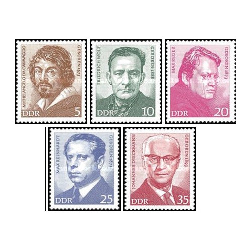 5 عدد  تمبر شخصیت ها - جمهوری دموکراتیک آلمان 1973