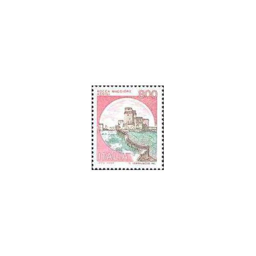 1 عدد تمبر سری پستی قلعه ها  - 800 لیر -  ایتالیا 1980