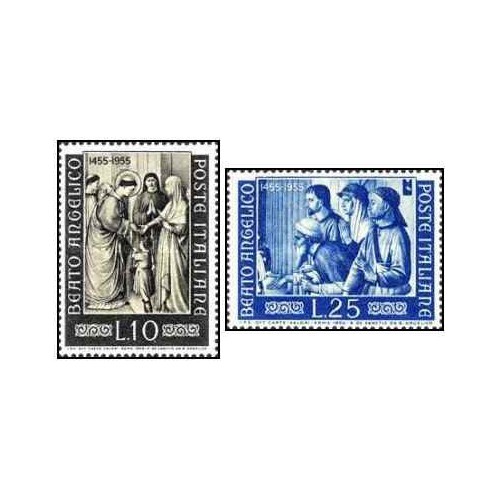 2 عدد  تمبر پانصدمین سالگرد مرگ بیتو آنجلیکو  - ایتالیا 1955