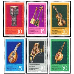 6 عدد  تمبر آلات موسیقی عامیانه - جمهوری دموکراتیک آلمان 1971