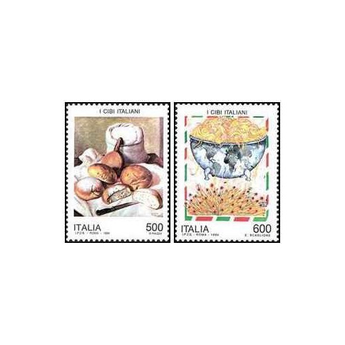 2 عدد  تمبر نقاشی غذاهای ایتالیایی - ایتالیا 1994