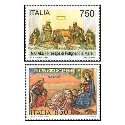 2 عدد  تمبر کریستمس - ایتالیا 1995