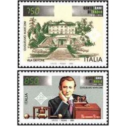 2 عدد  تمبر صدمین سالگرد رادیو - ایتالیا 1995