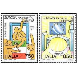 2 عدد  تمبر مشترک اروپا - Europa Cept - صلح و آزادی  - ایتالیا 1995