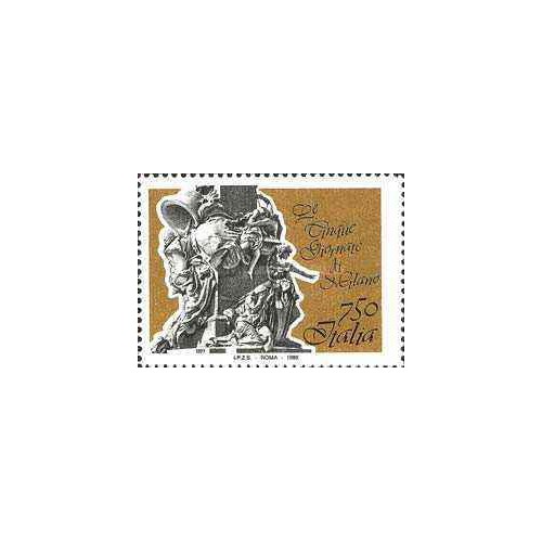 1 عدد  تمبر یادبود روز پنجم جنگ میلان اثر جوزپه گراندی - ایتالیا 1995