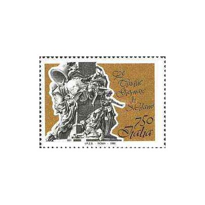 1 عدد  تمبر یادبود روز پنجم جنگ میلان اثر جوزپه گراندی - ایتالیا 1995