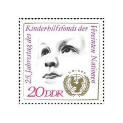 1 عدد  تمبر بیست و پنجمین سالگرد یونیسف - جمهوری دموکراتیک آلمان 1971