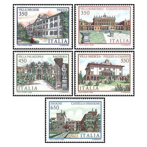 5 عدد  تمبر ساختمان های معروف  - ایتالیا 1986