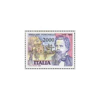 1 عدد  تمبر صدمین سالگرد مرگ پونچیلی - آهنگساز - ایتالیا 1986 قیمت 5.5 دلار