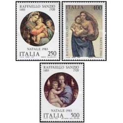 3 عدد  تمبر تمبرهای کریسمس - نقاشی های رافائل - ایتالیا 1983