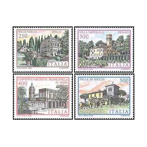 4 عدد  تمبر ساختمان های مشهور - ایتالیا 1983