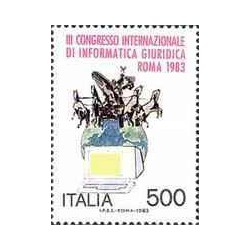 1 عدد تمبر سومین کنگره بین المللی اطلاعات قضایی  - ایتالیا 1983