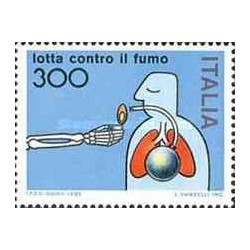 1 عدد تمبر کمپین مبارزه با دخانیات - ایتالیا 1982