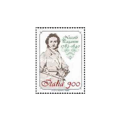 1 عدد تمبر دویستمین سالگرد تولد پاگانینی - آهنگساز - ایتالیا 1982