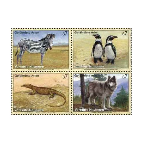 4 عدد تمبر حیوانات مداوا شده - وین سازمان ملل 1993