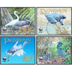 4 عدد تمبر WWF - پرندگان - حواصیل ریف اقیانوس آرام - پنرین 2008