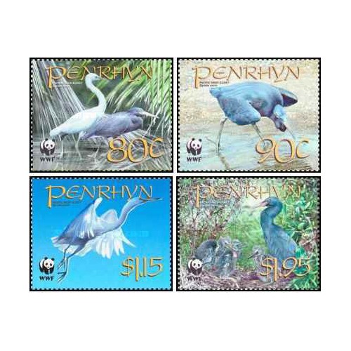 4 عدد تمبر WWF - پرندگان - حواصیل ریف اقیانوس آرام - پنرین 2008