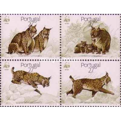 4 عدد تمبر WWF - حفاظت جهانی از حیوانات - سیاهگوش  - پرتغال 1988 قیمت 4.5 دلار