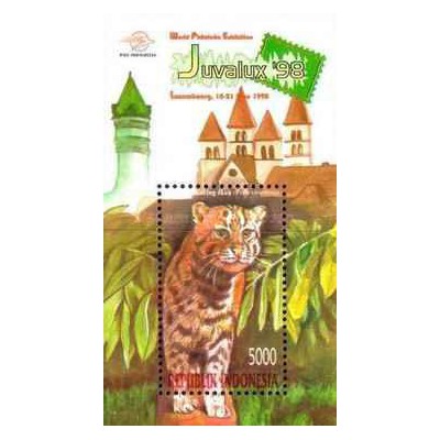 مینی شیت نمایشگاه بین المللی تمبر جوالکس - شهر لوکزامبورگ - اندونزی 1998  یک لک ریز کم رتگ در حاشیه بالا