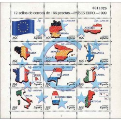 مینی شیت معرفی یورو - اسپانیا 1999 ارزش روی شیت 12 یورو  -قیمت کاتالوگ 34 دلار
