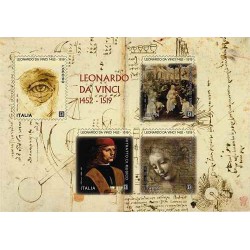 مینی شیت پانصدمین سالگرد مرگ لئوناردو داوینچی - ایتالیا 2019 ارزش اسمی 4.4 یورو - قیمت کاتالوگ  7.9 دلار