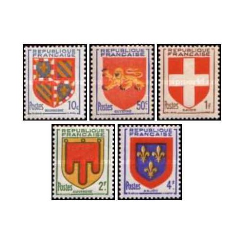 5 عدد تمبر نشانهای ملی - فرانسه 1949