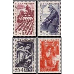 4 عدد تمبر خیریه - کارگران - فرانسه 1949