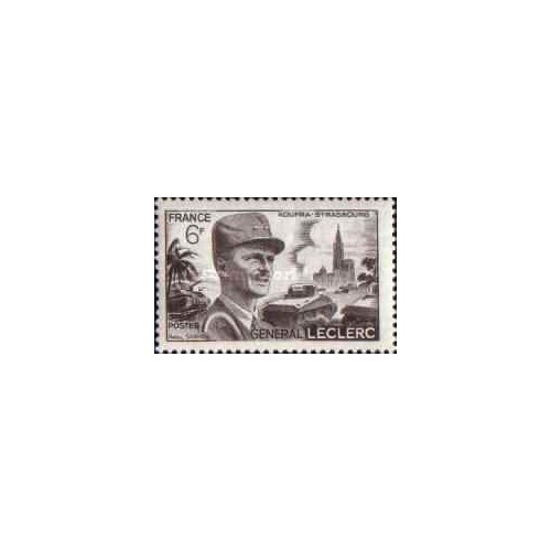 1 عدد تمبر یادبود ژنرال لکلرک - فرانسه 1948 1 عدد تمبر یادبود ژنرال لکلرک - فرانسه 1948