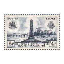 1 عدد تمبر خیریه - کماندوی بریتانیایی سنت نزایر - فرانسه 1947