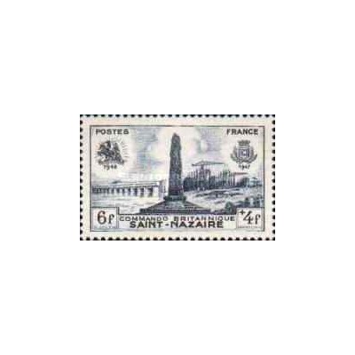 1 عدد تمبر خیریه - کماندوی بریتانیایی سنت نزایر - فرانسه 1947
