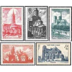 5 عدد تمبر کلیساها - فرانسه 1947
