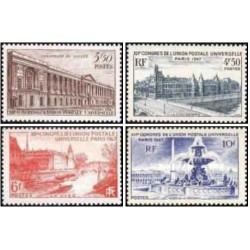 4 عدد تمبر کنگره اتحادیه جهانی پست - فرانسه 1947