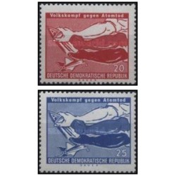 2 عدد  تمبر  مبارزه با مرگ اتمی - جمهوری دموکراتیک آلمان 1958