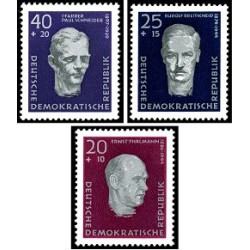 3 عدد  تمبر قهرمانان مقاومت - جمهوری دموکراتیک آلمان 1957
