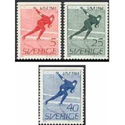 3 عدد تمبر قهرمانی اسکیت جهان - سوئد 1966