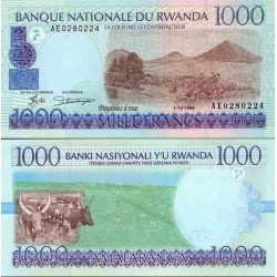 اسکناس 1000 فرانک - رواندا 1998 سریال بالا چپ عریض