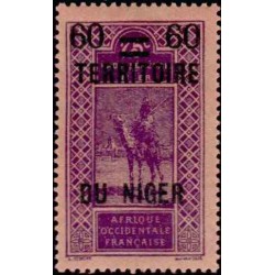 1 عدد تمبر سری پستی - سورشارژ قلمرو نیجر و قیمت - 60 سنت - نیجر 1922 با شارنیه