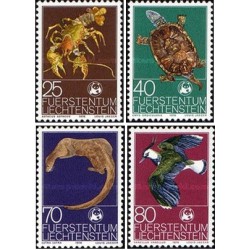 4 عدد  تمبر صندوق جهانی حیات وحش - حیوانات - ٌWWF - لیختنشتاین 1976