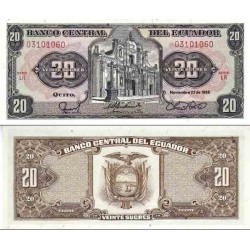 اسکناس 20 ساکرس - اکوادور 1988 سری LR